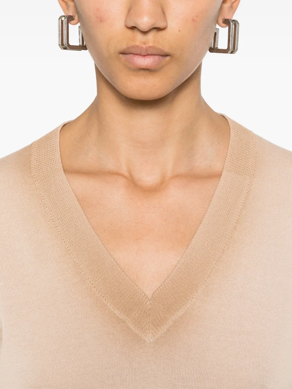 Fabiana Filippi Fijngebreid T-shirt Beige