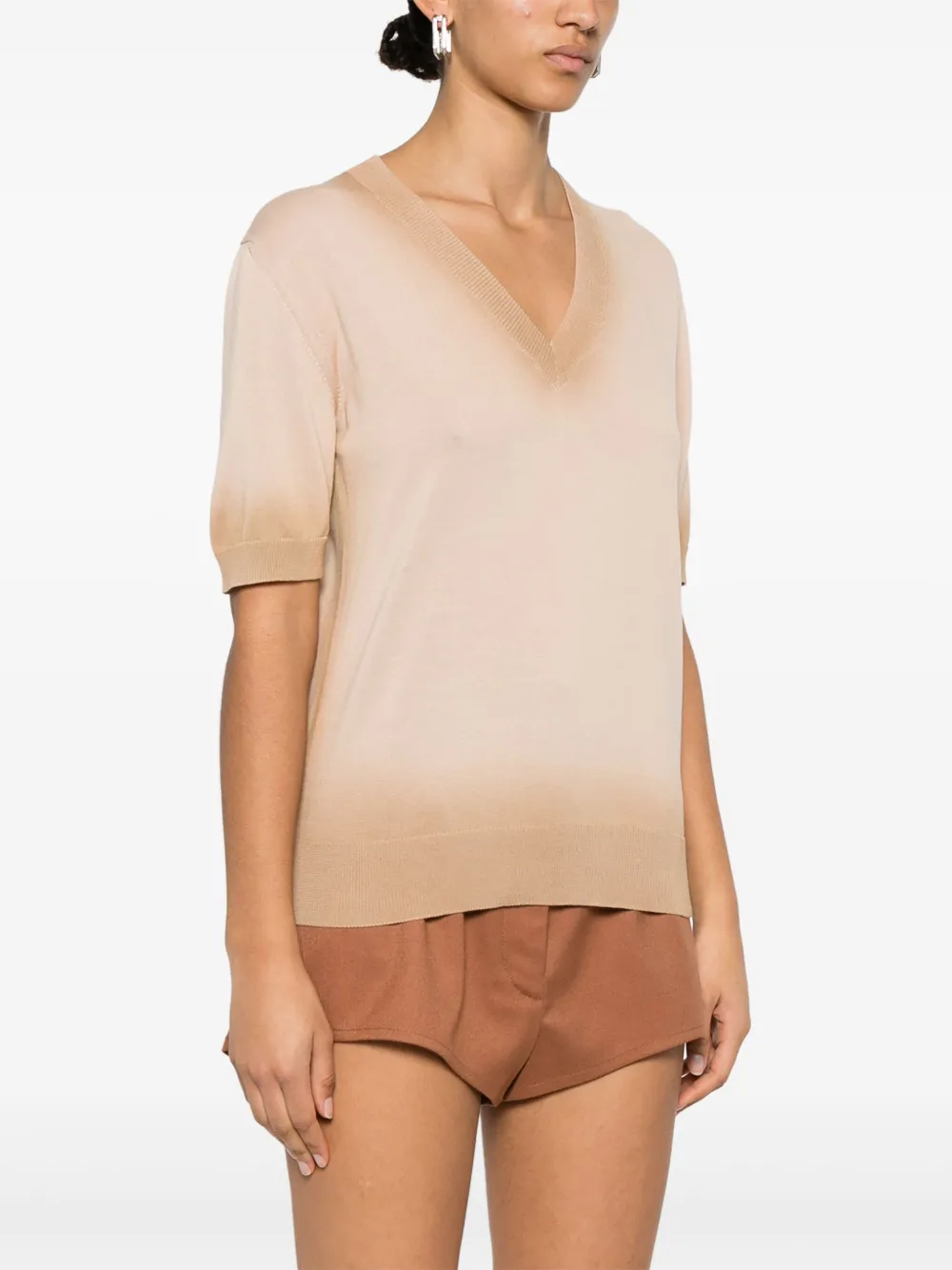 Fabiana Filippi Fijngebreid T-shirt Beige