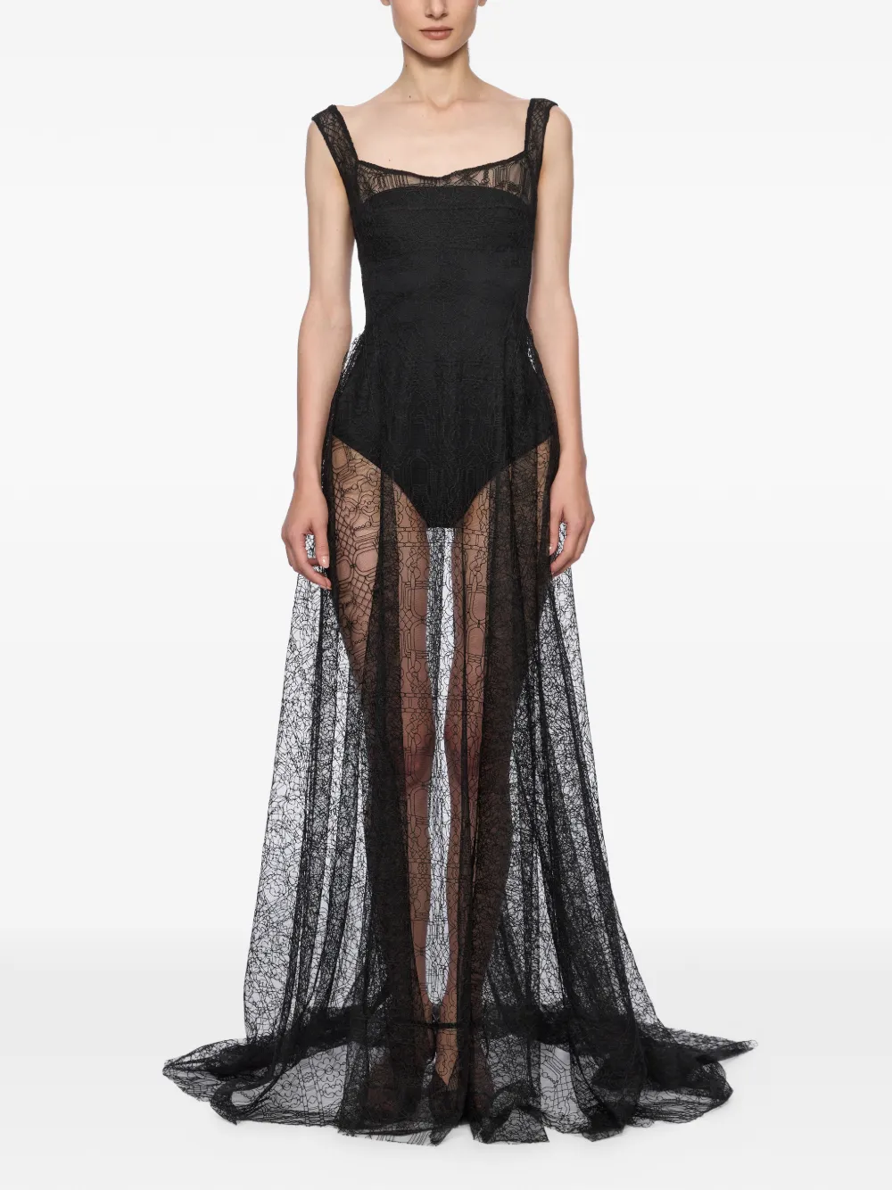 Atu Body Couture Besticktes Abendkleid aus Spitze - Schwarz