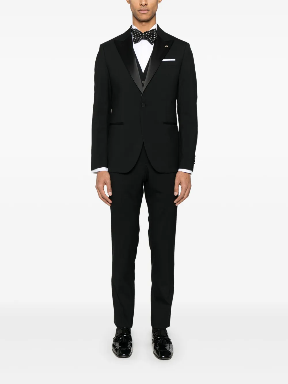 Manuel Ritz satin-trim three-piece suit - Zwart