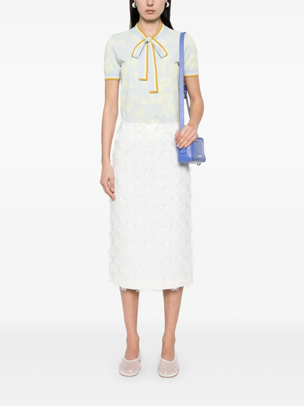 MSGM Midi-rok met applicatie - Wit