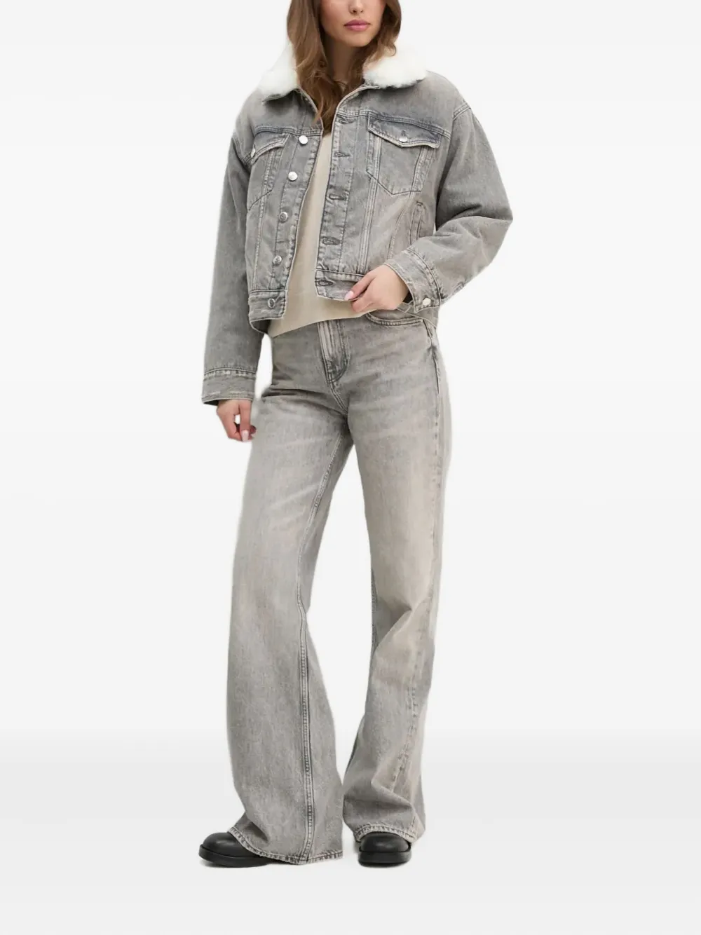 Sisley Paris Denim Jacket In Gray