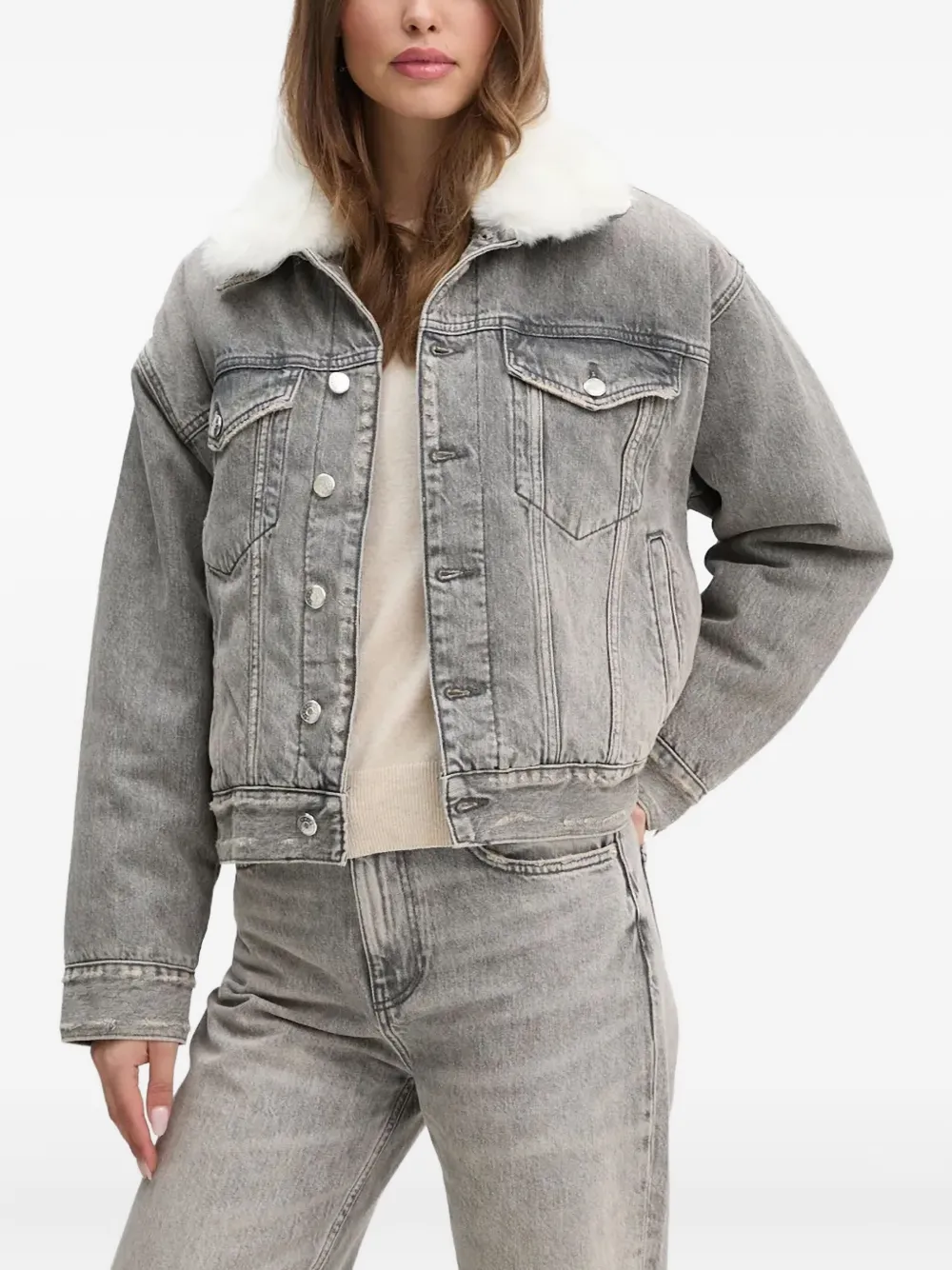 Sisley Paris Denim Jacket In Gray