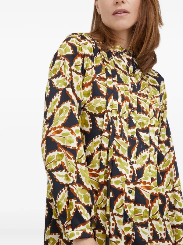 Sisley - Long Printed Shirt Dress, Woman, Light Green, Size: 38