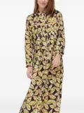 Sisley leaf-print midi day dress - Green