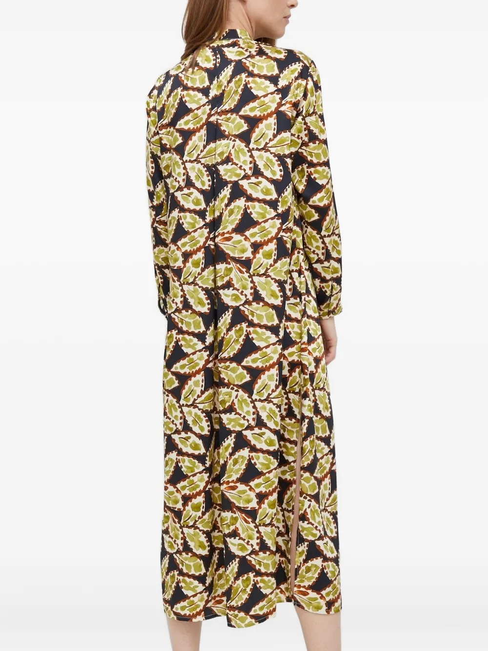 Sisley Midi-jurk met bladerprint Groen