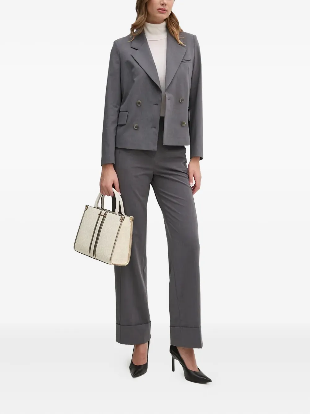 Sisley Paris Double-breasted Blazer In Gray