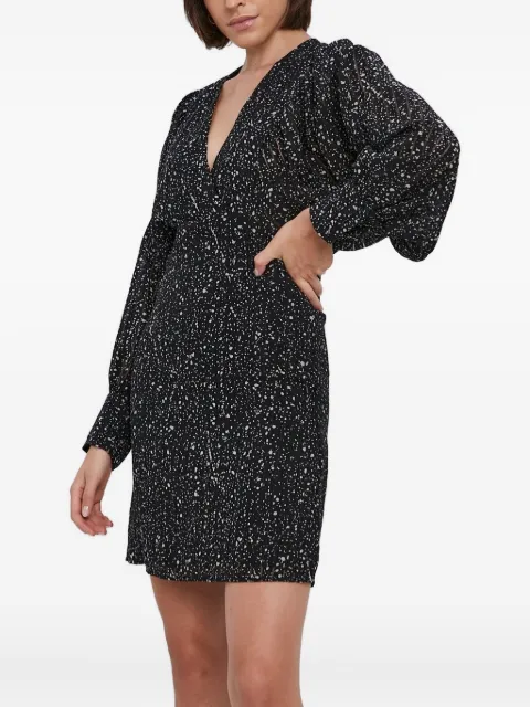 Sisley puff-sleeve speckle-print dress