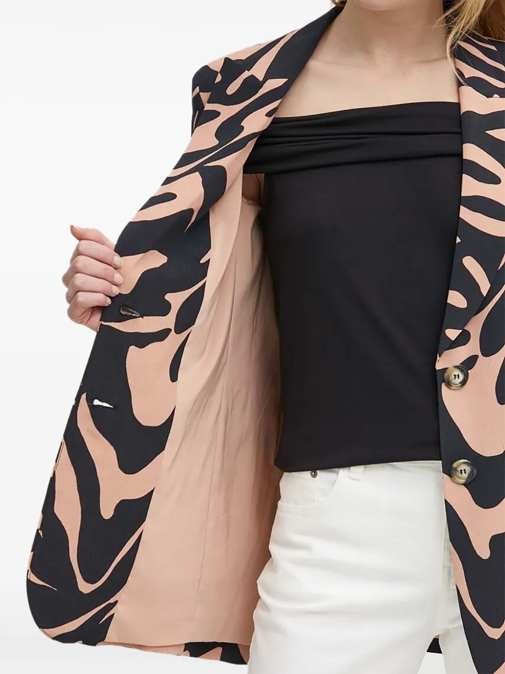 Sisley Blazer met enkele rij knopen Bruin