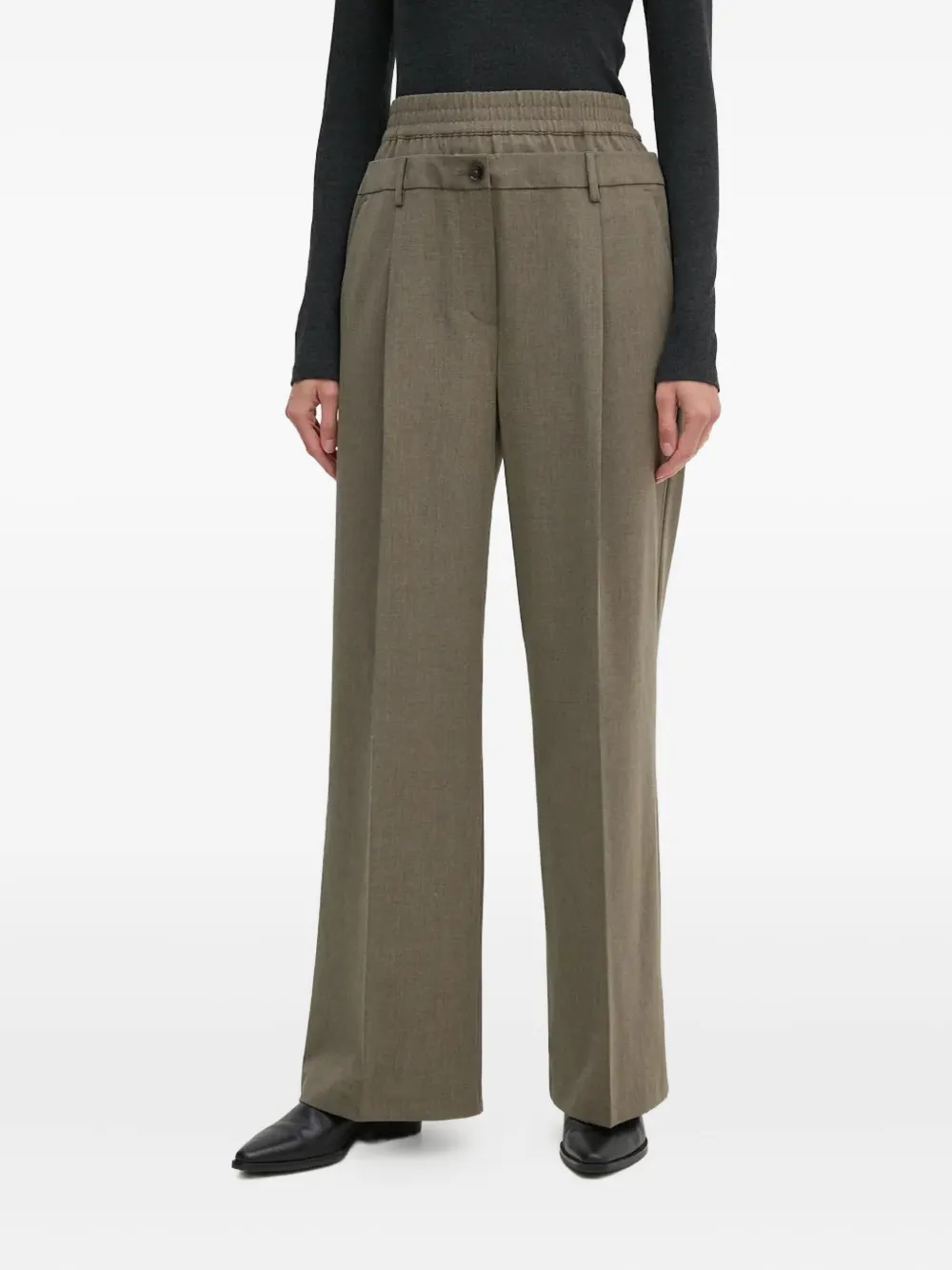 Sisley Paris Double-waist Trousers In Brown