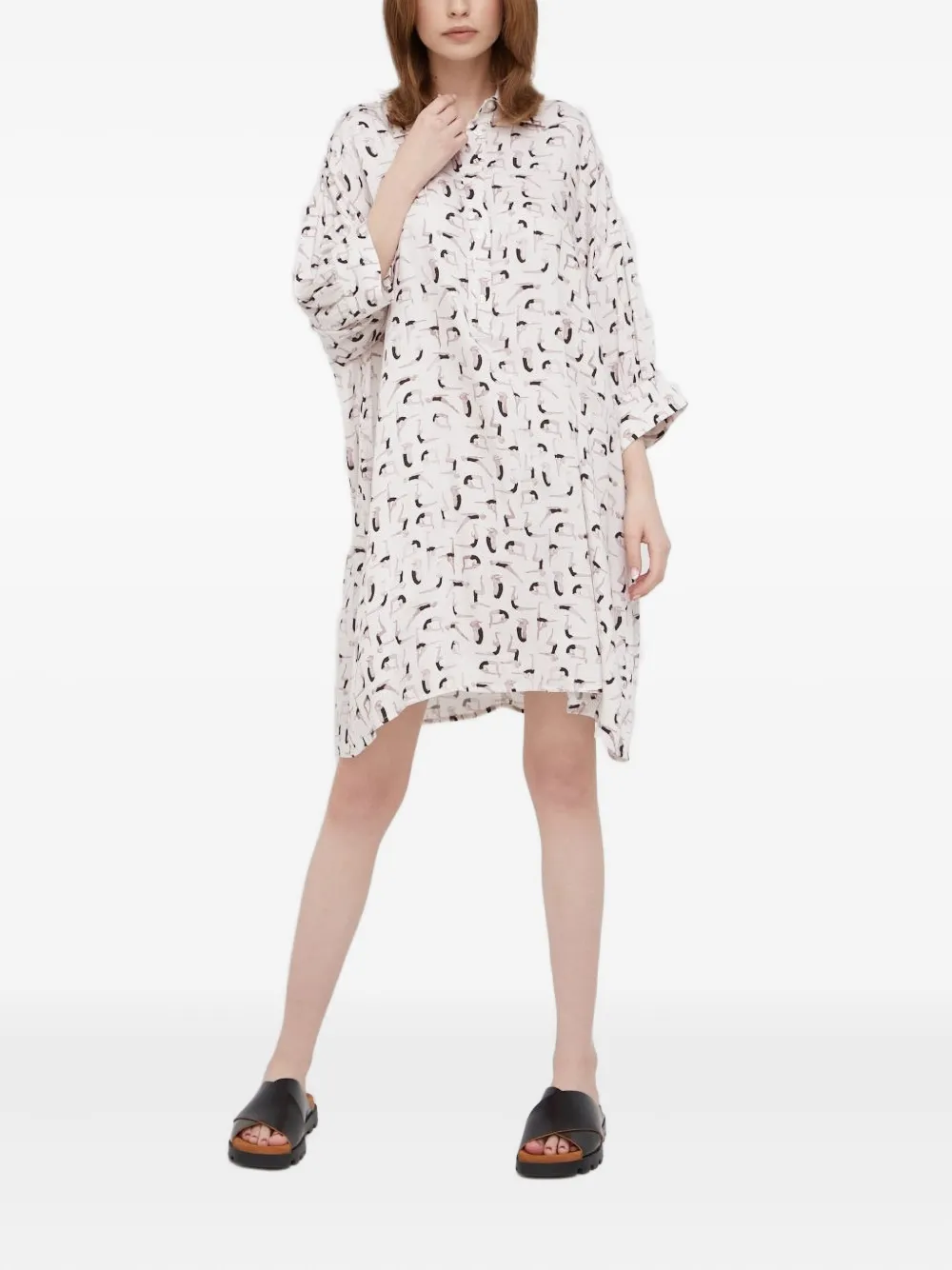 Sisley figure-print shirt midi dress | White | Image 1