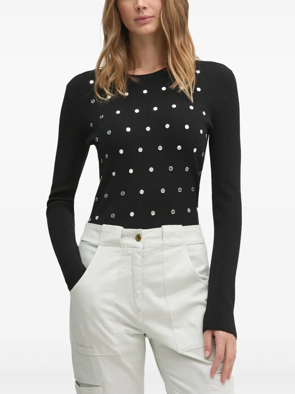 Sisley embellished long-sleeve top - Nero