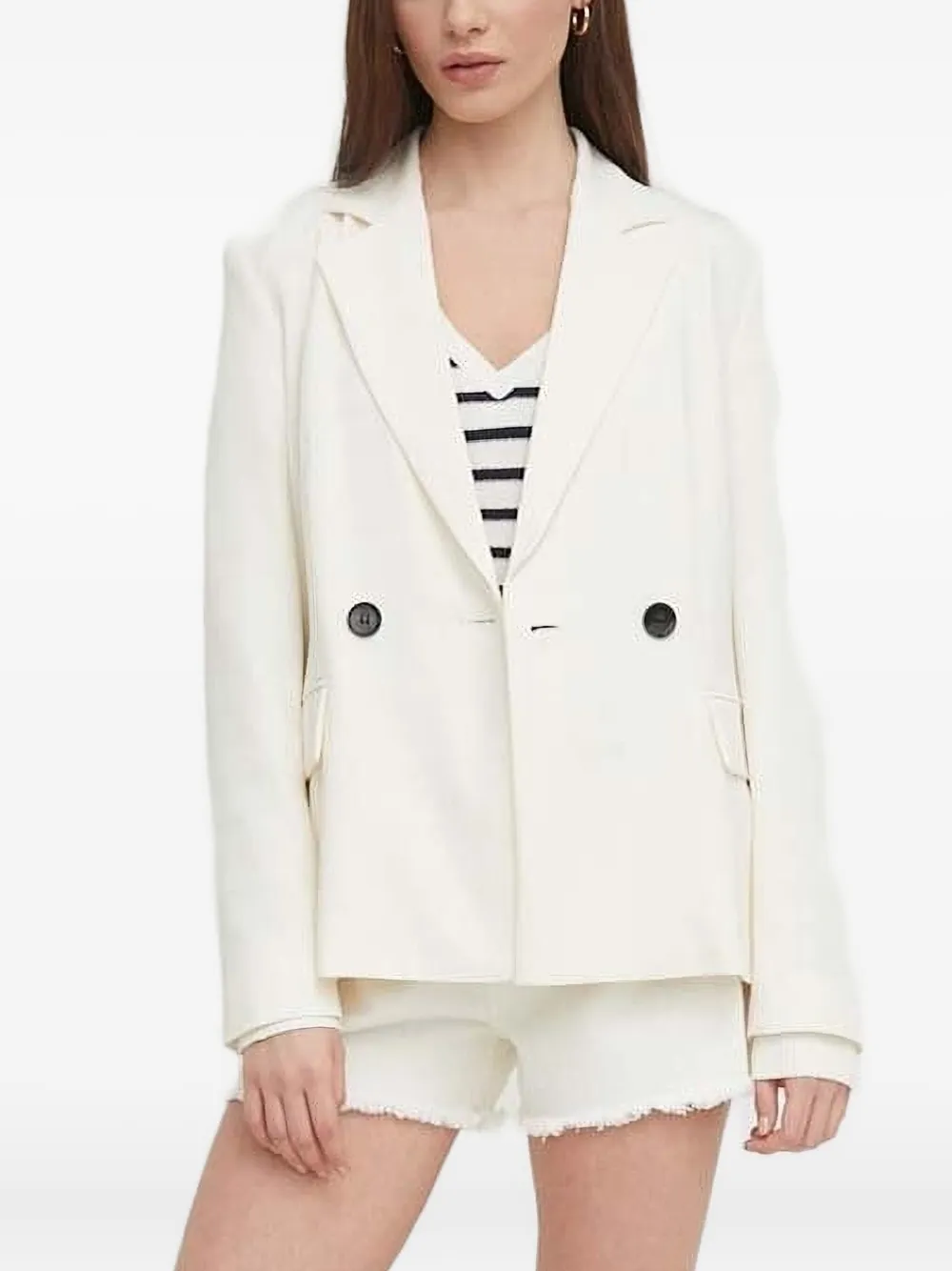 Sisley Paris Double-breasted Blazer In White