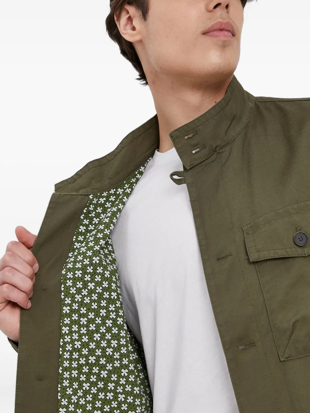 Sisley buttoned flap-pockets shirt jacket Groen