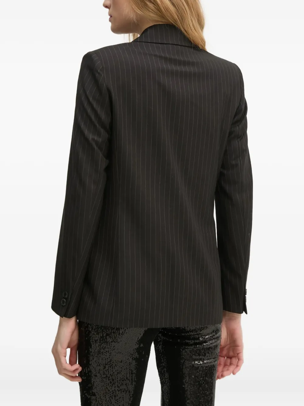 Sisley Paris Pinstriped Blazer In Black
