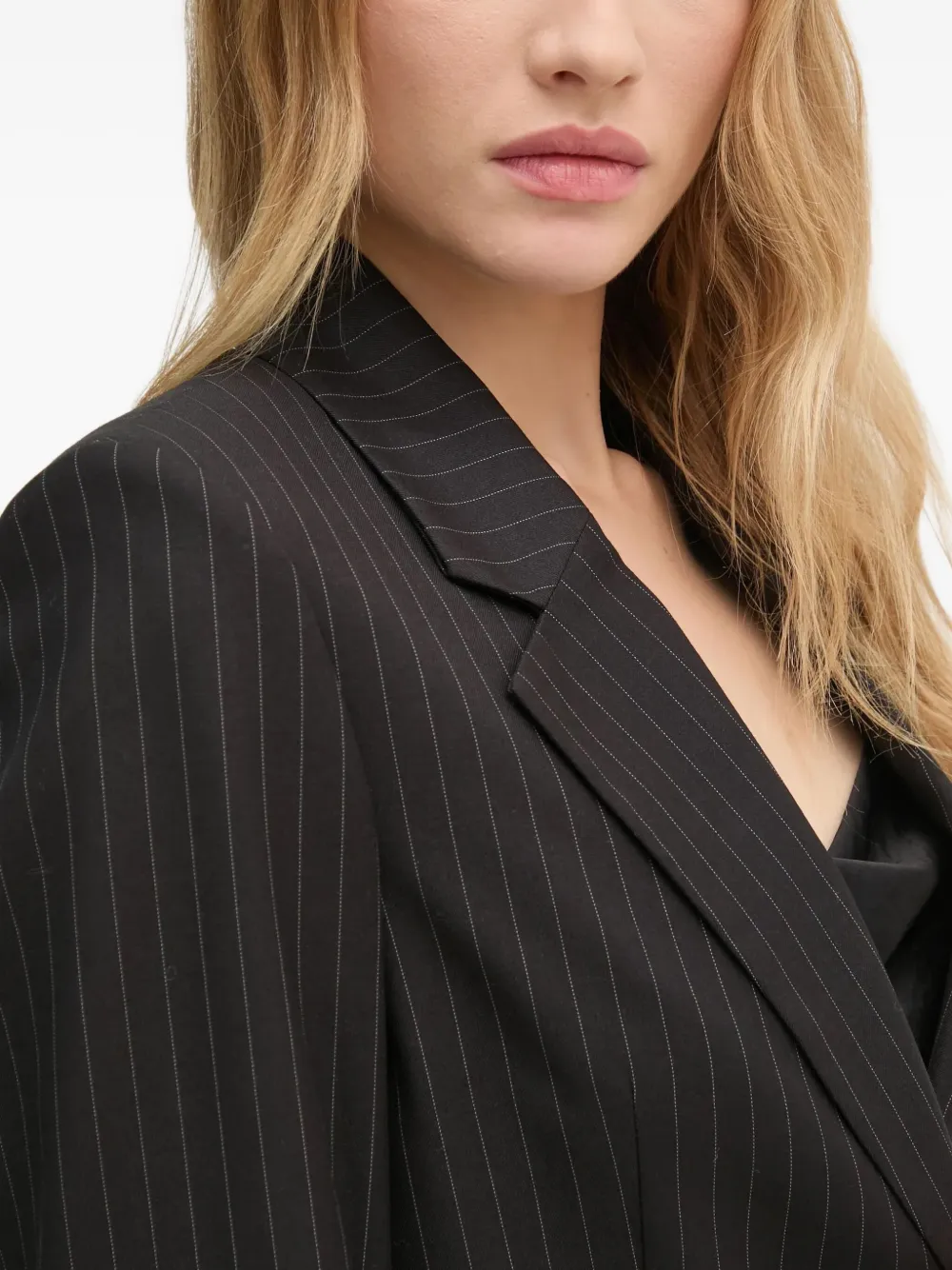 Sisley Paris Pinstriped Blazer In Black