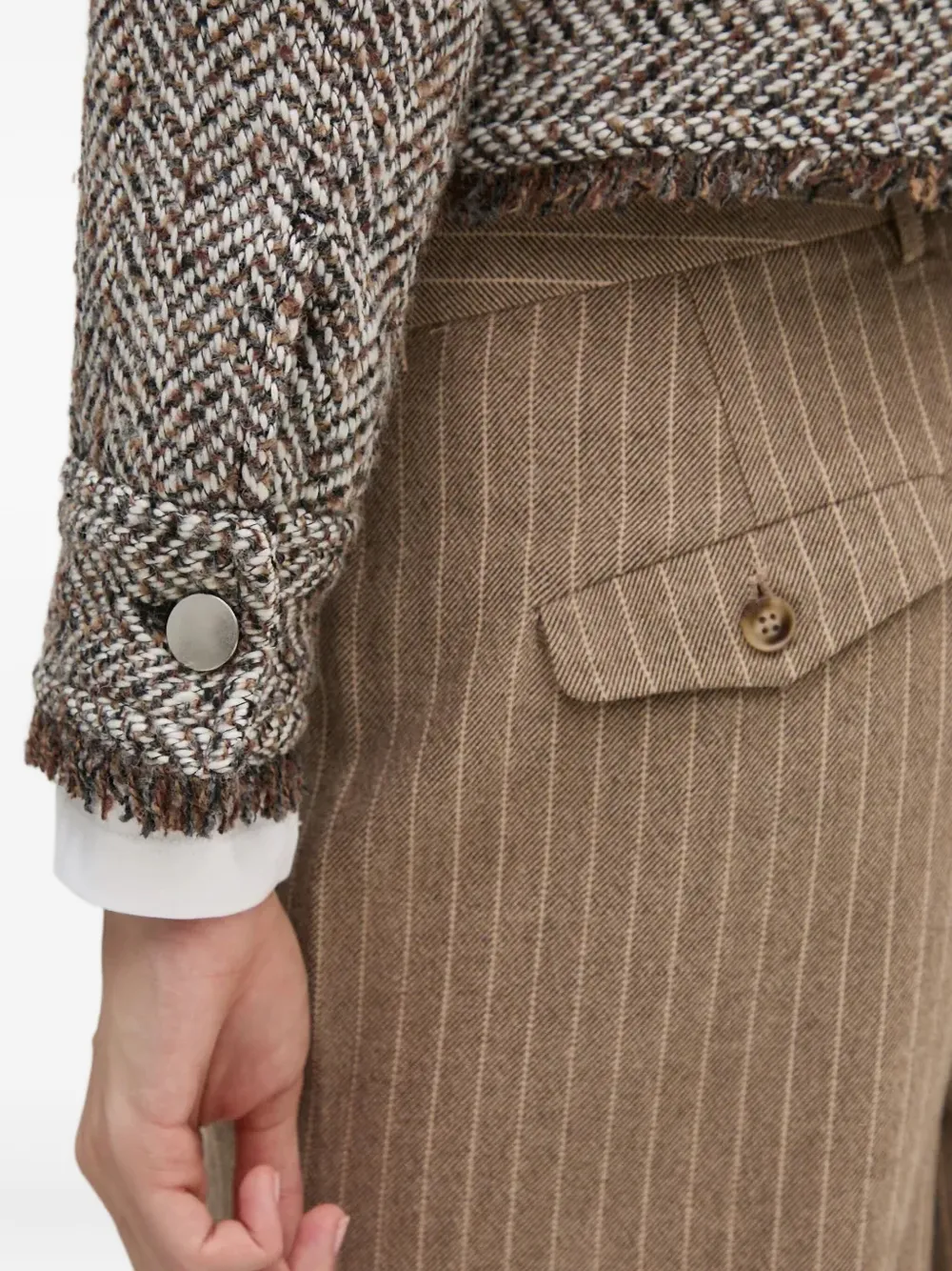 Sisley Paris Herringbone-pattern Jacket In Gray