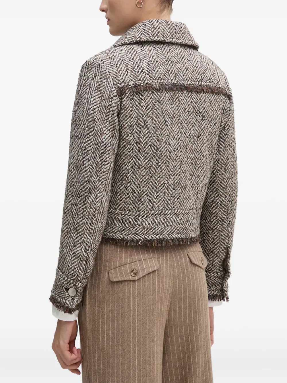 Sisley Paris Herringbone-pattern Jacket In Gray