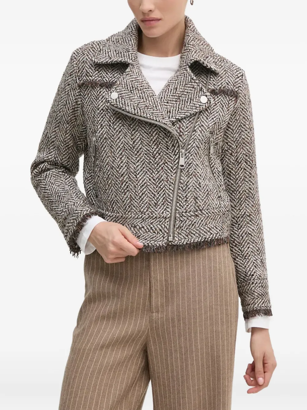 Sisley herringbone-pattern jacket | Grey | Image 1