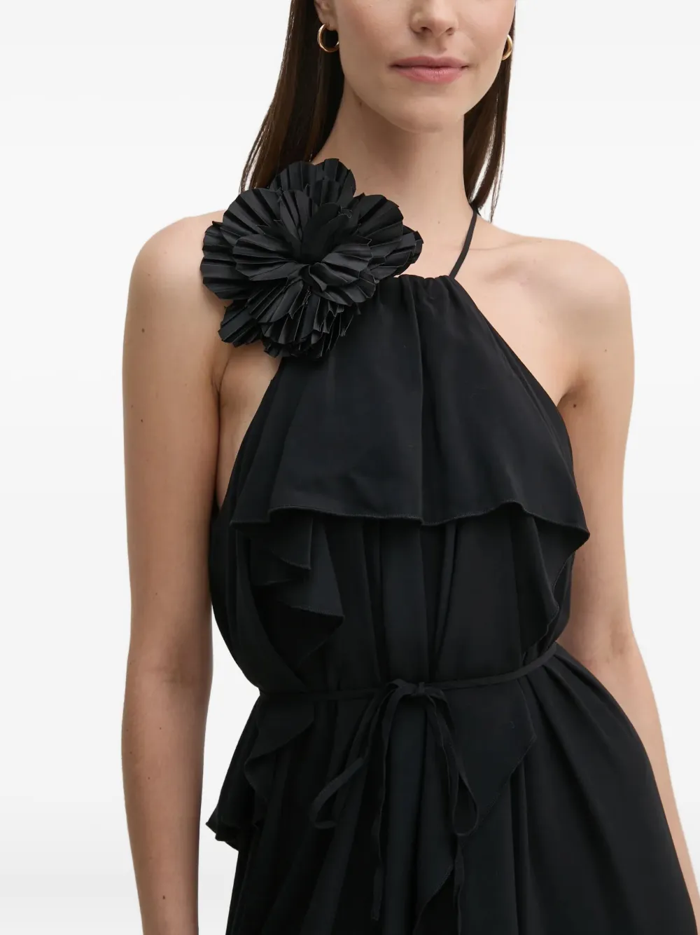 Sisley Paris Ruffled Mini Dress In Black