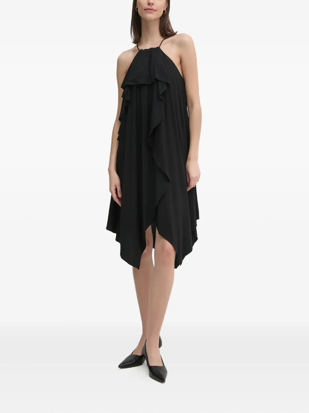 Sisley Paris Ruffled Mini Dress In Black