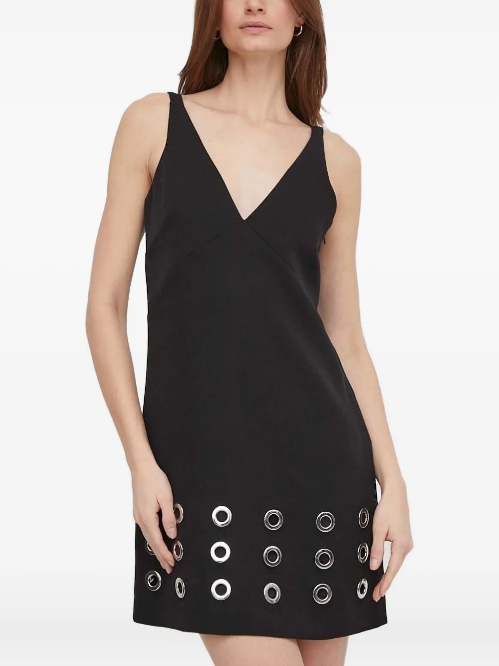 Sisley Jurk met V-hals en ringlets Zwart