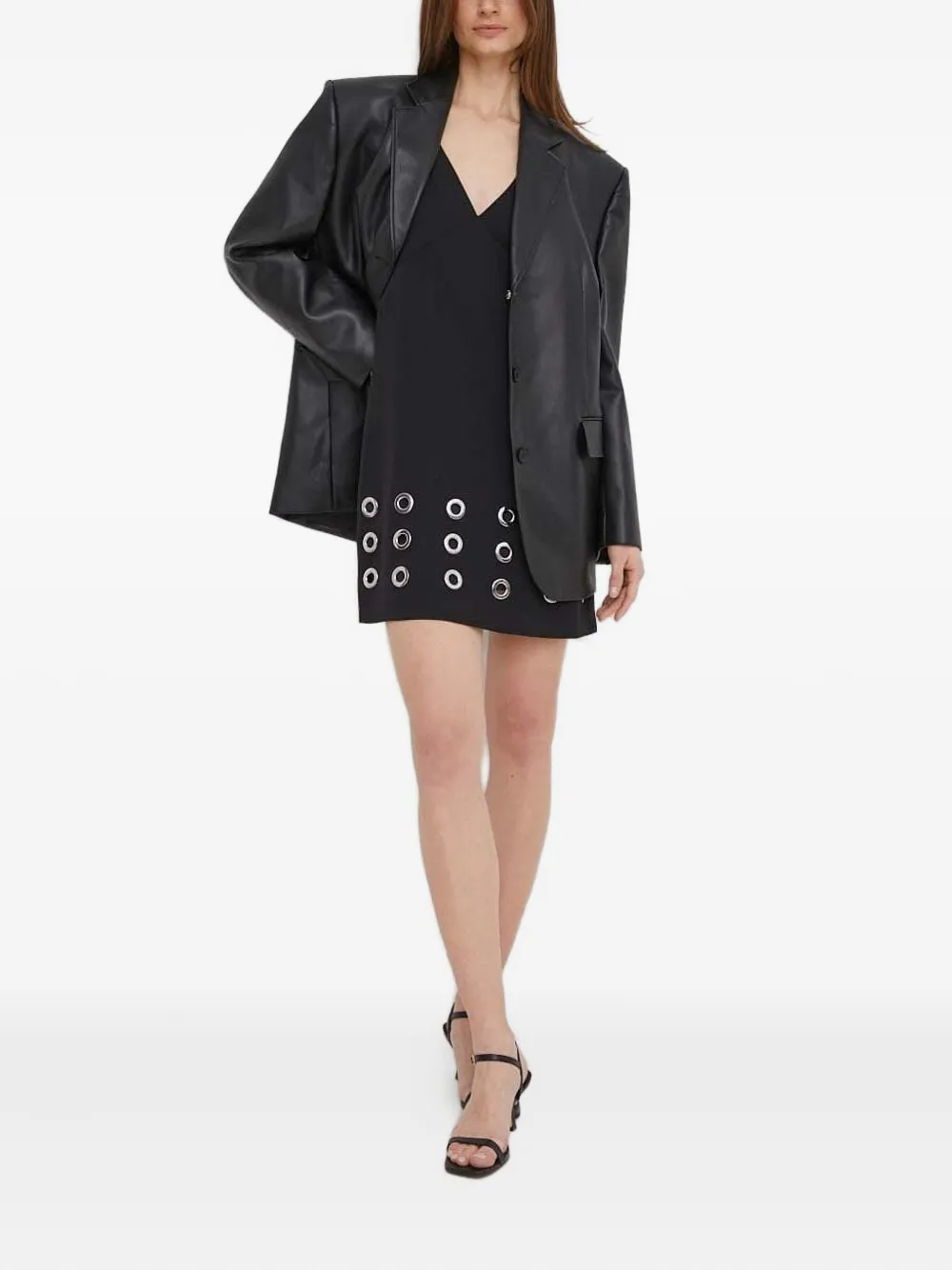 Sisley Jurk met V-hals en ringlets - Zwart