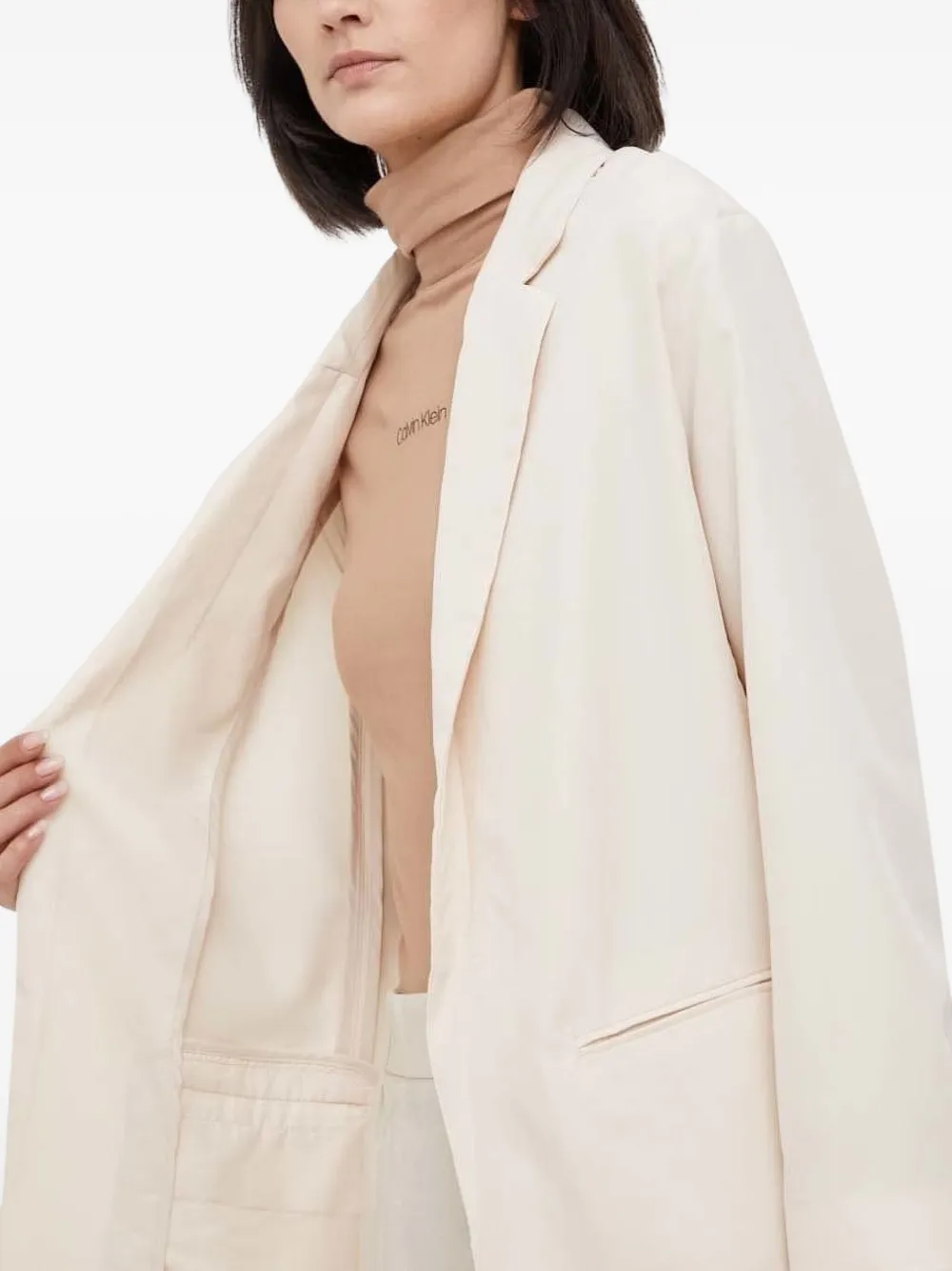 Sisley Paris Lapel-collar Open-front Blazer In White