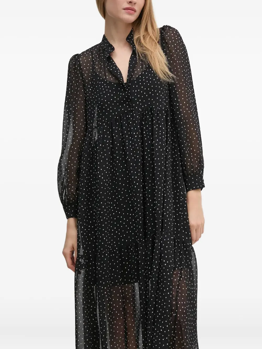 Sisley Paris Polka-dot Midi Dress In Black