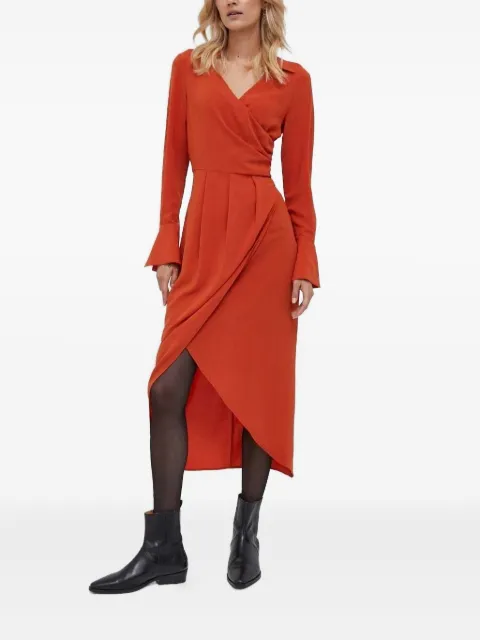 Sisley wrap-front pleated asymmetric dress