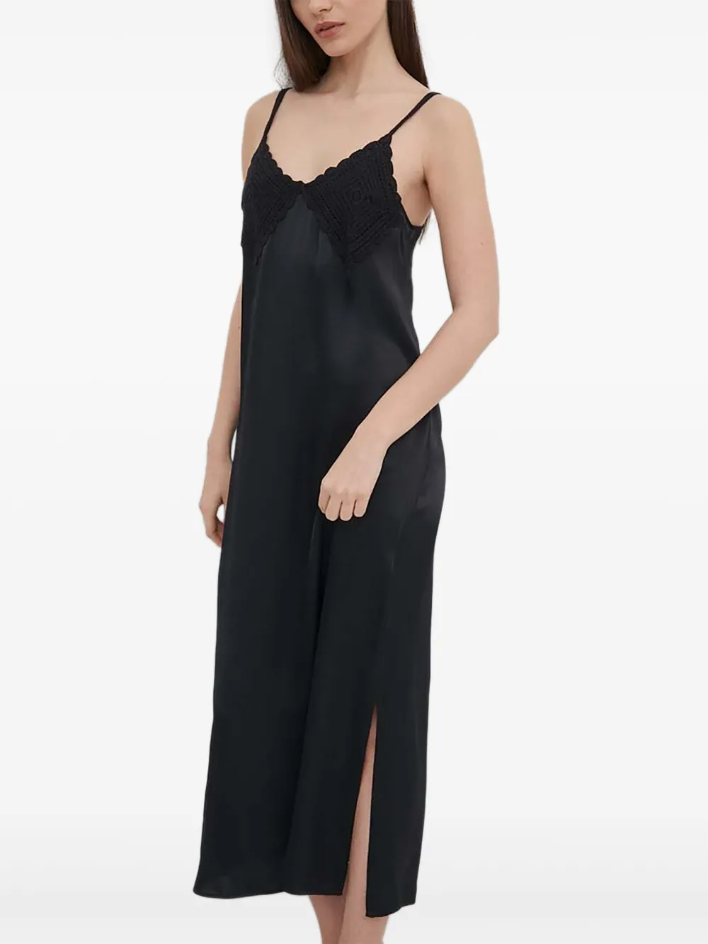 Sisley crochet-detail midi slip dress | Black | Image 1