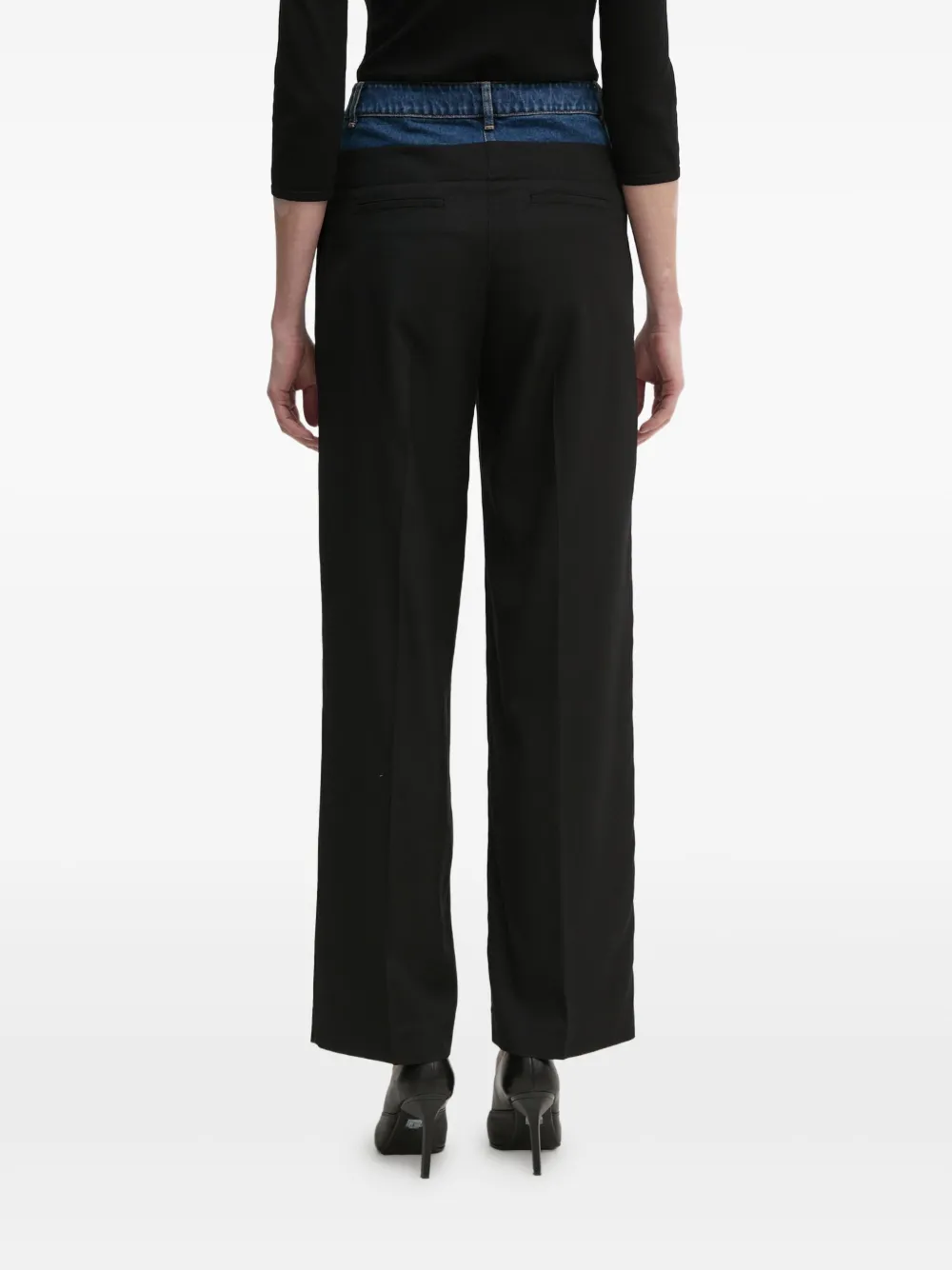 Sisley Paris Denim-panel Trousers In Animal Print