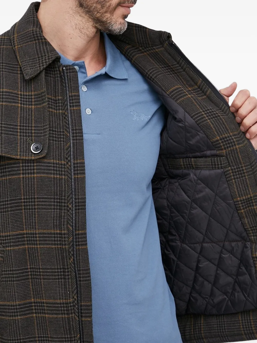 Sisley checked zip-front shirt jacket Bruin