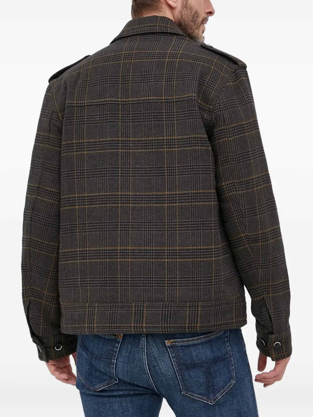 Sisley checked zip-front shirt jacket Bruin