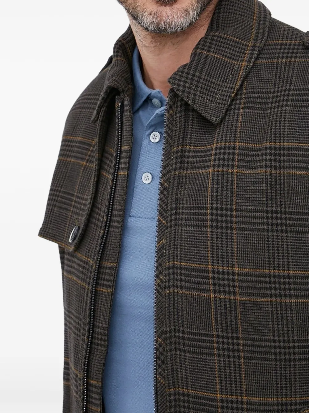 Sisley checked zip-front shirt jacket Bruin
