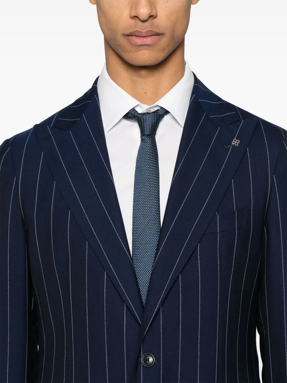 Shop Tagliatore Pinstriped Blazer In Blue