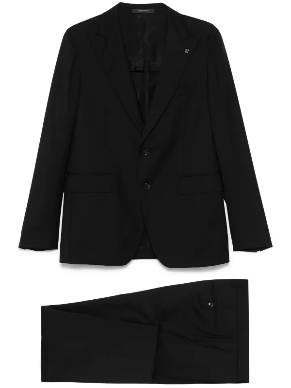 <極美品>TAGLIATORE 最新ロゴ ダークグレー ウール スーツ 52 Tagliatore ウールスーツ | ブラック | FARFETCH JP