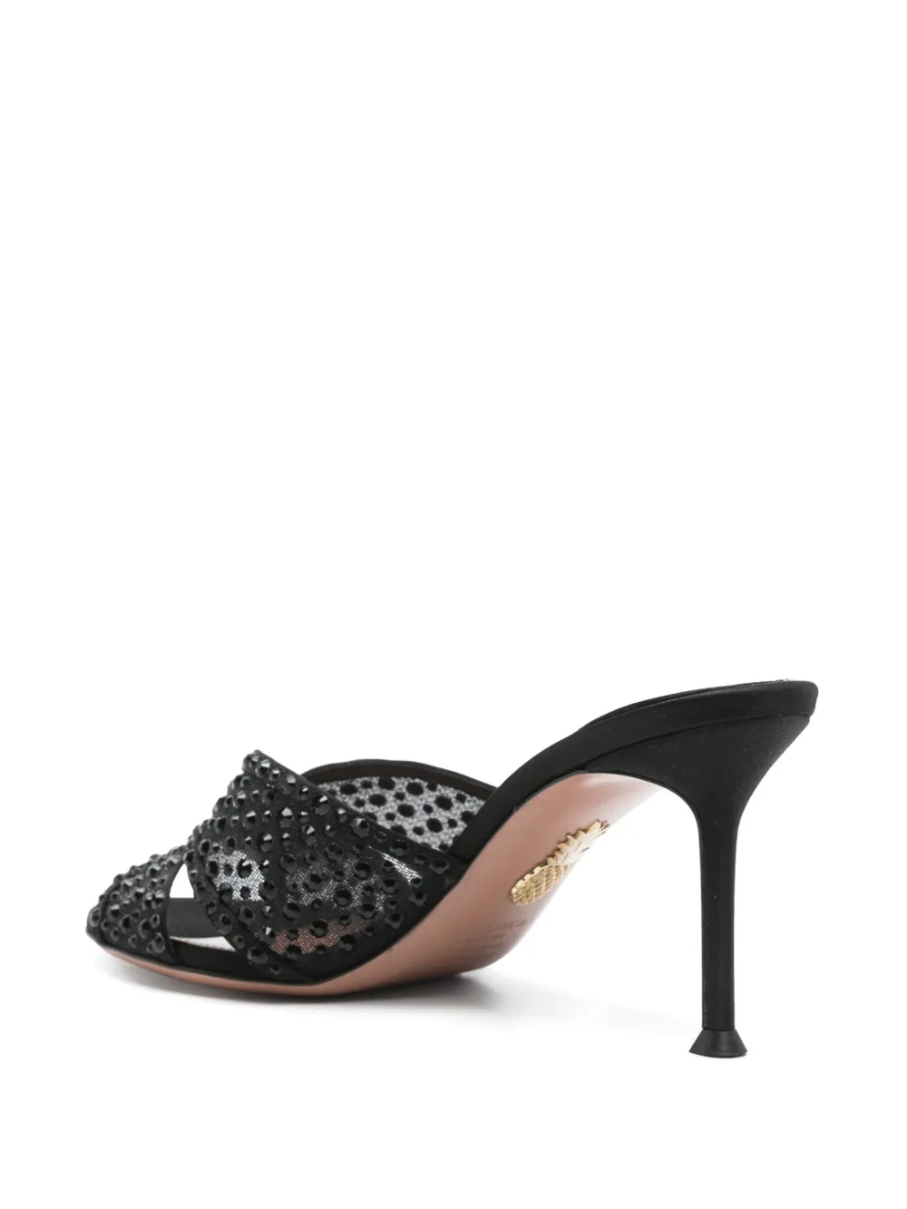 Aquazzura 75 mm Crystal Lover muiltjes Zwart