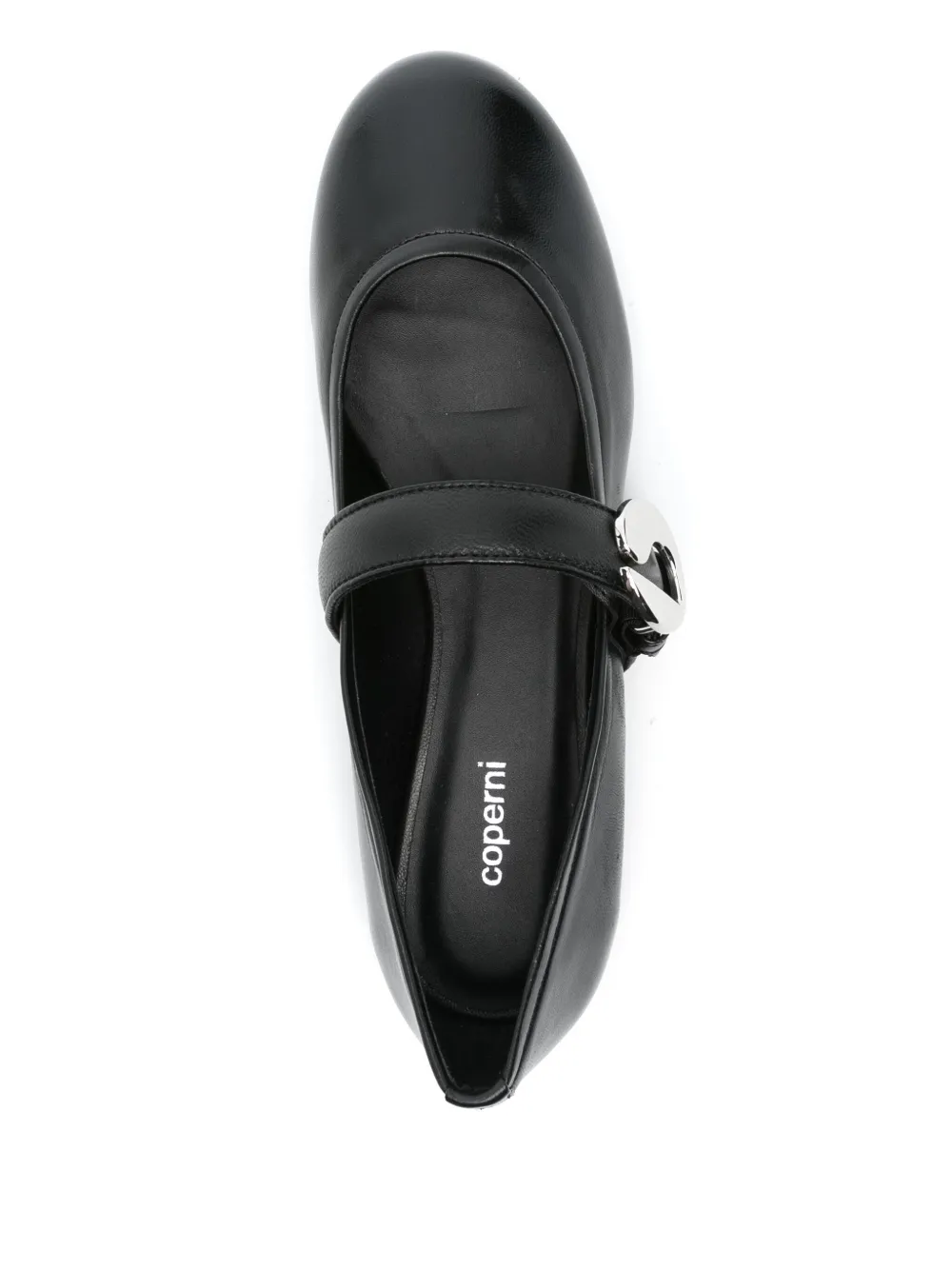 Coperni Black Ballerinas With Metallic Logo And Strap In Black