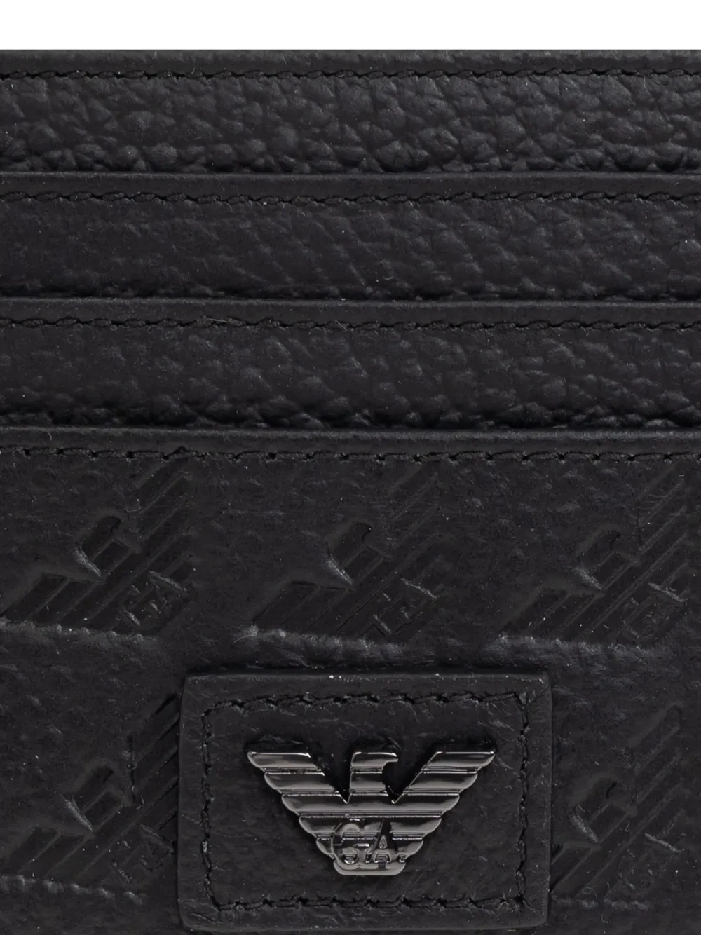Emporio Armani Leren pasjeshouder met Eagle-reliëf Zwart