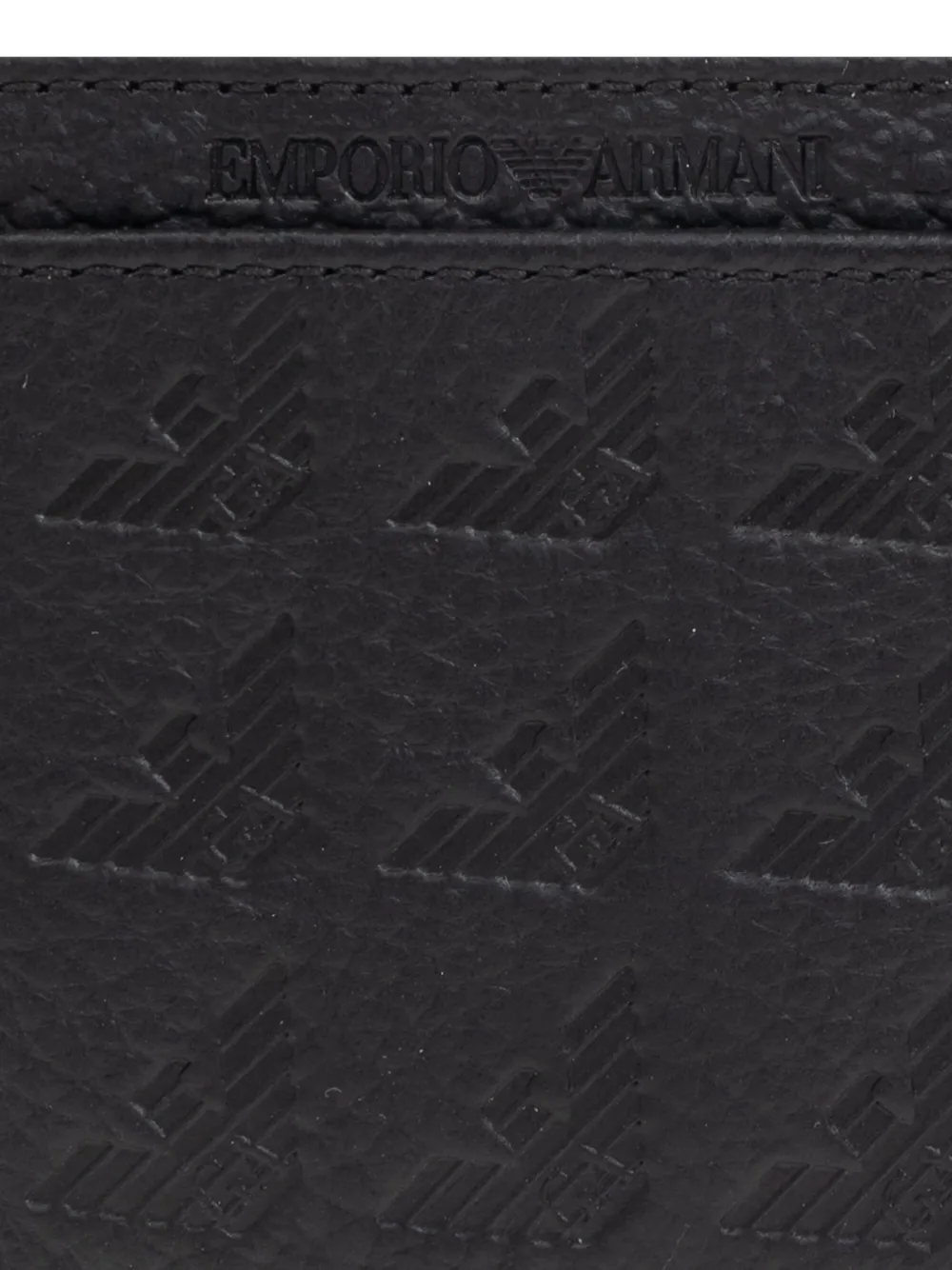 Emporio Armani Leren pasjeshouder met Eagle-reliëf Zwart