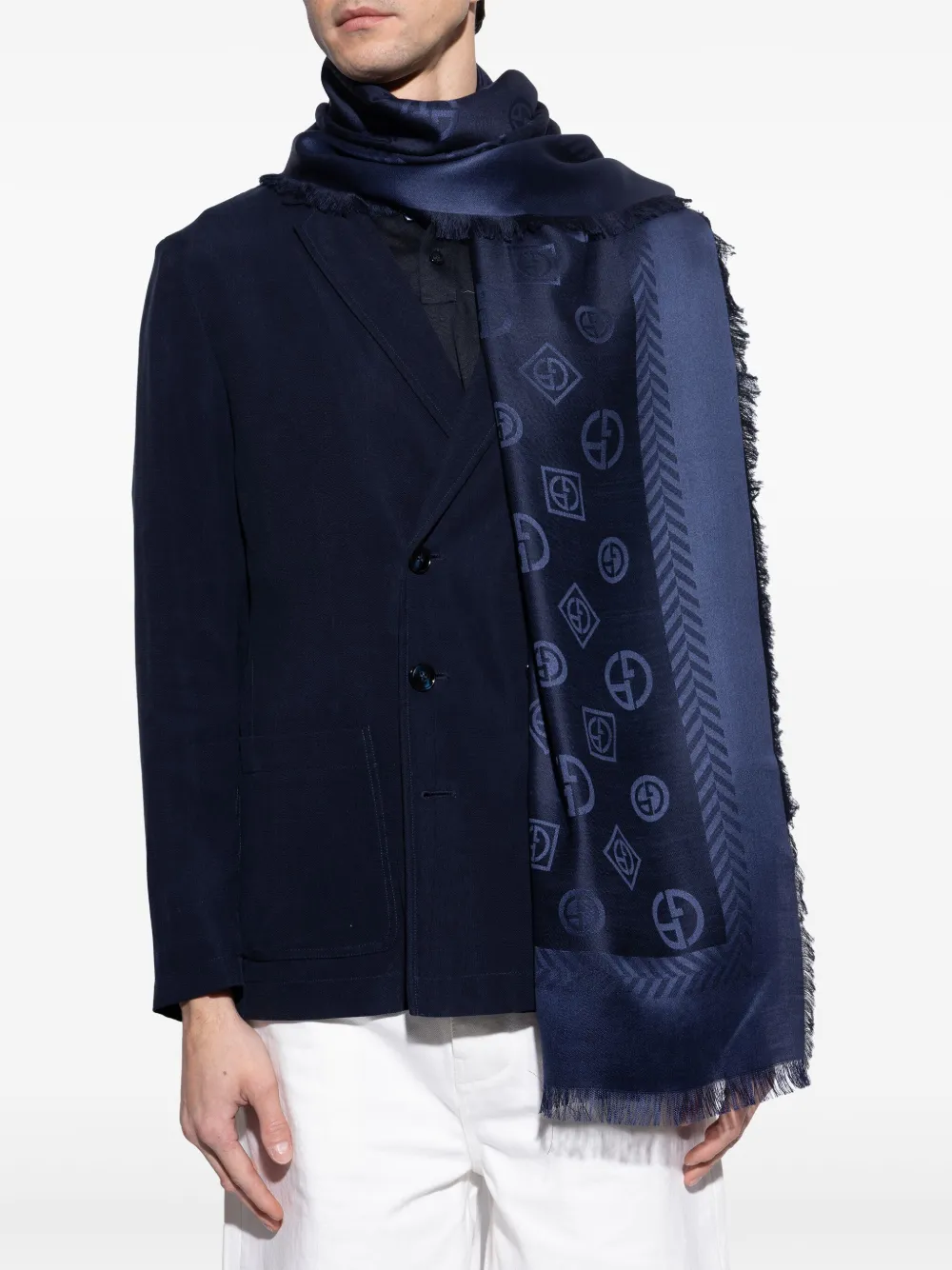 Giorgio Armani Zijden sjaal Blauw