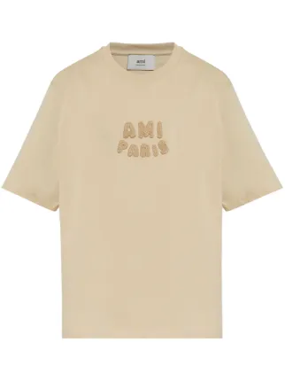 ★人気★【AMI】★AMI SHIRT WITH LOGO EMBROIDER.Y★正規品★ AMI Paris Ami De Coeur-embroidered T-shirt | Grey | FARFETCH