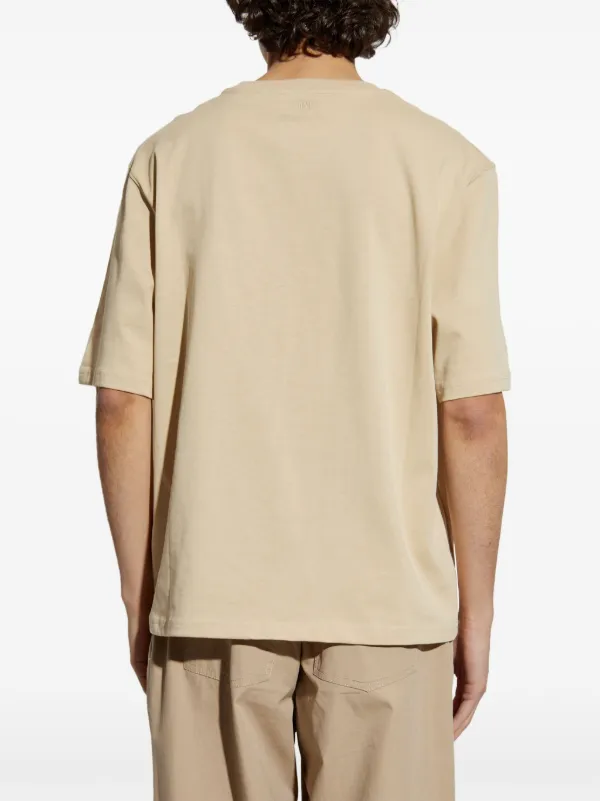 AMI Paris logo-embroidered T-shirt | Neutrals | FARFETCH
