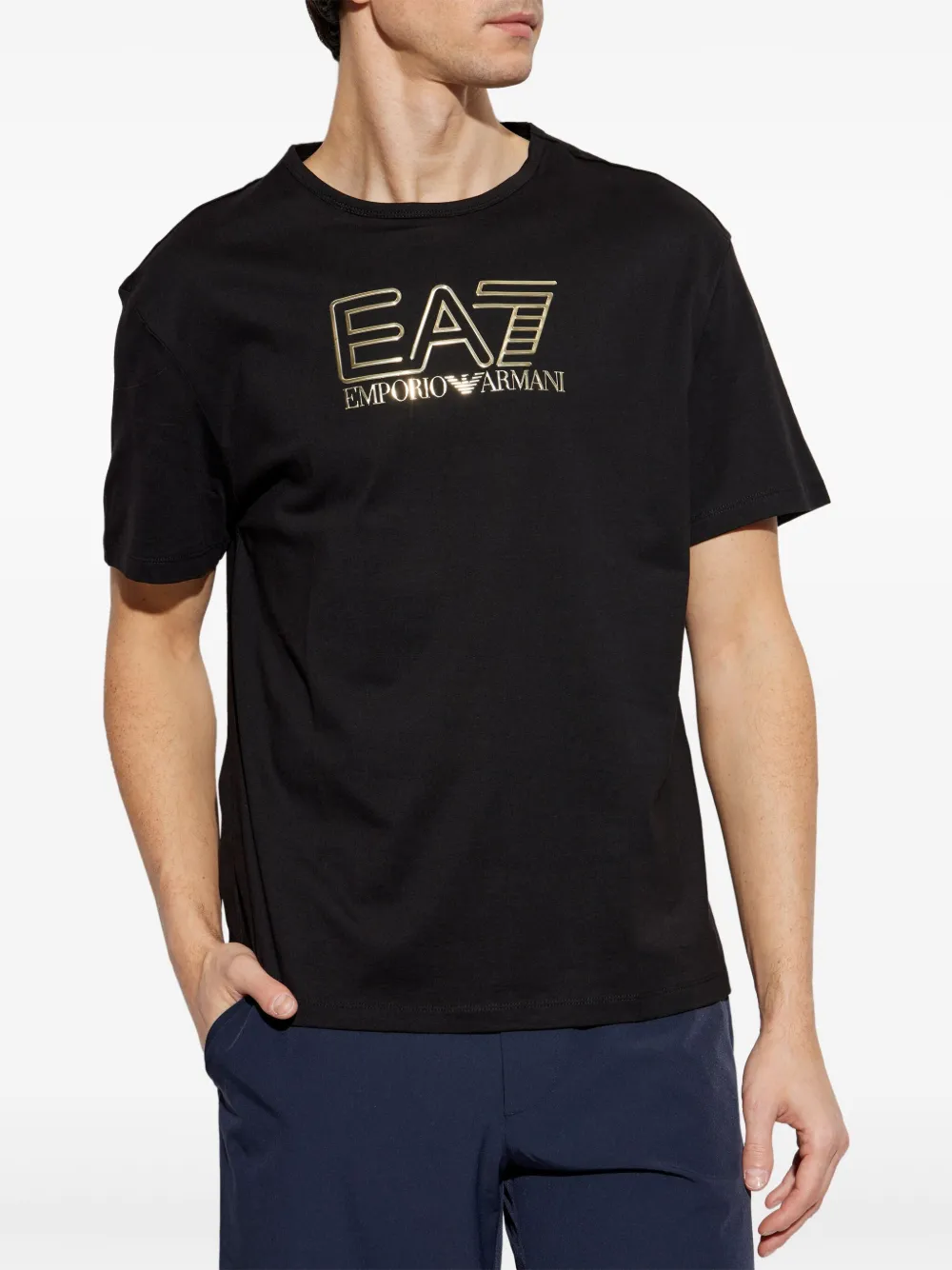 Ea7 Emporio Armani Katoenen T-shirt Zwart