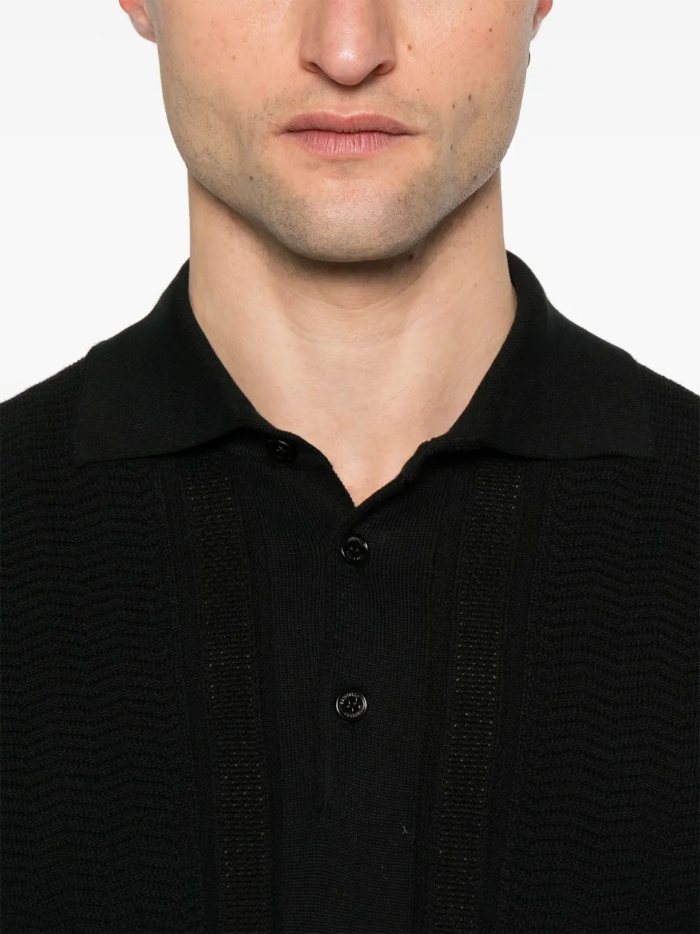 Brunello Cucinelli Gebreid poloshirt Zwart