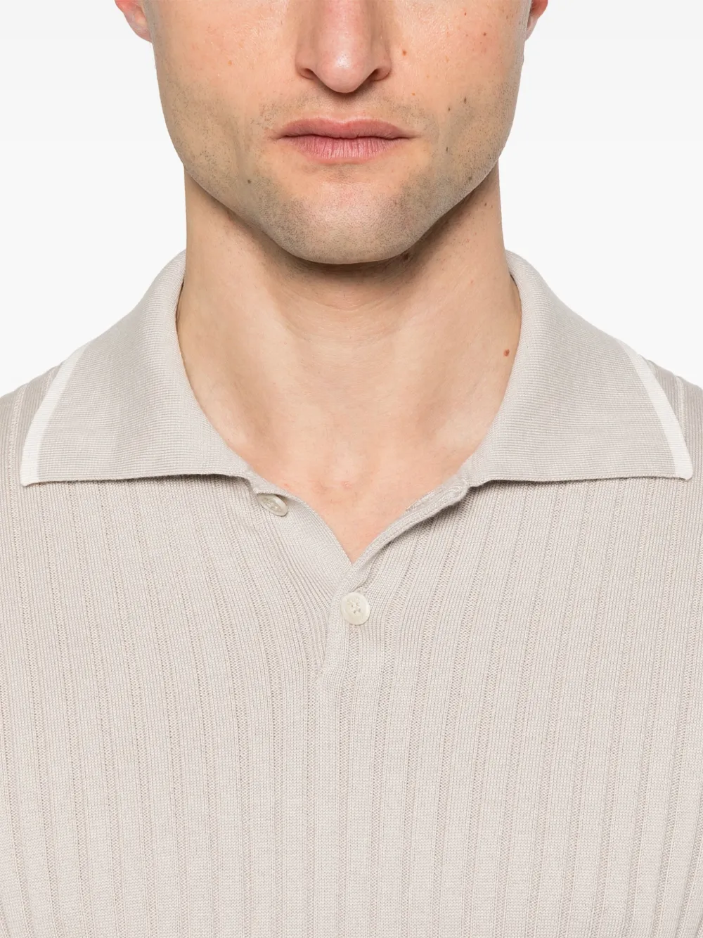 Brunello Cucinelli Geribbeld poloshirt Grijs