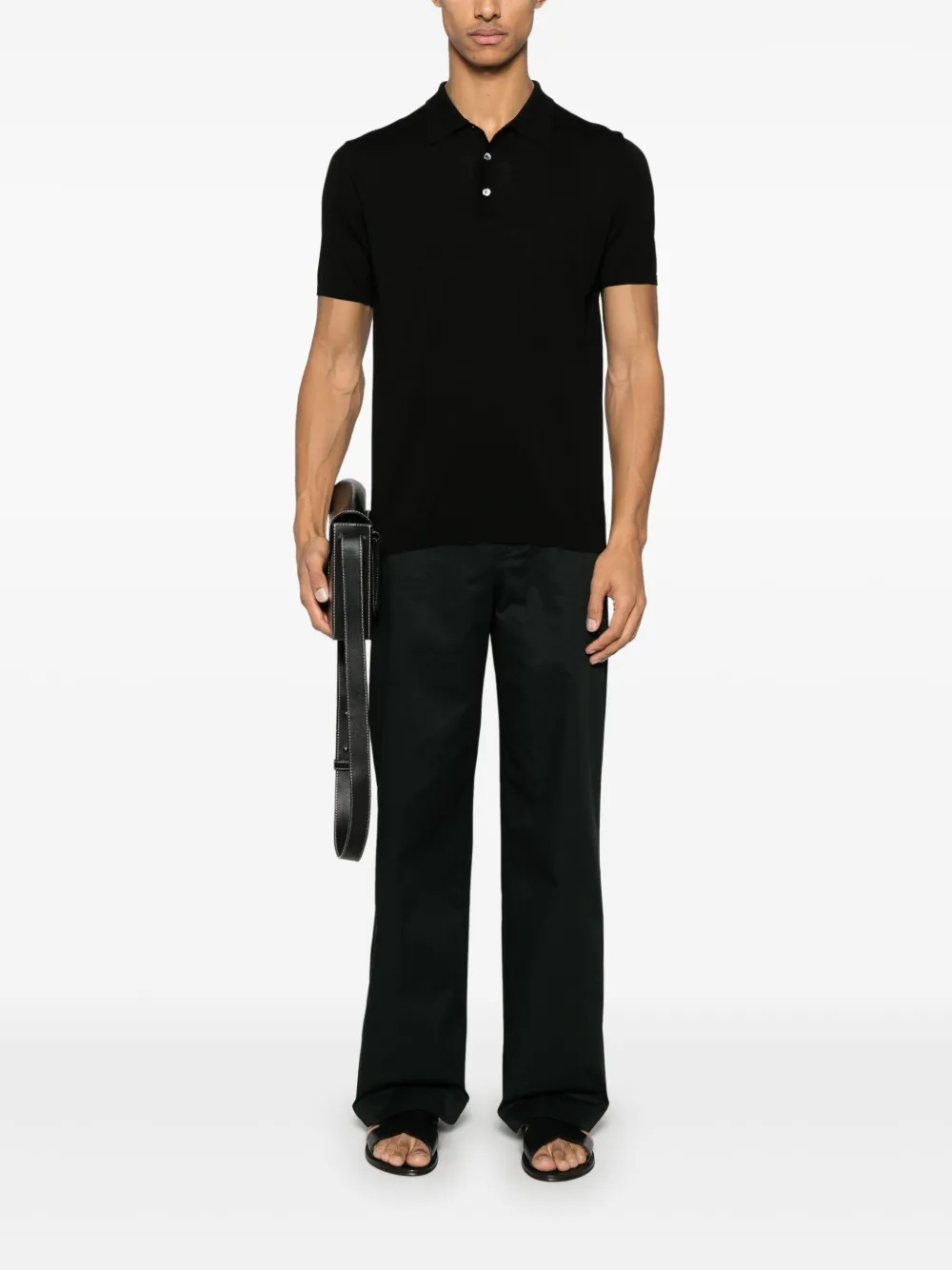 Roberto Collina silk polo shirt - Zwart