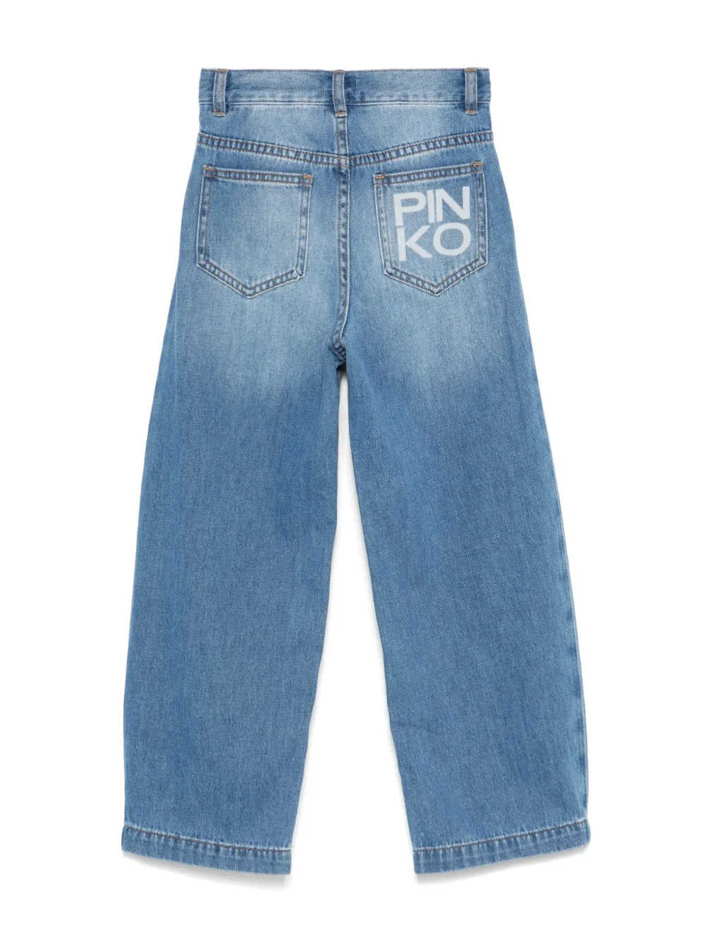 Pinko Kids logo-print flared jeans - Blauw