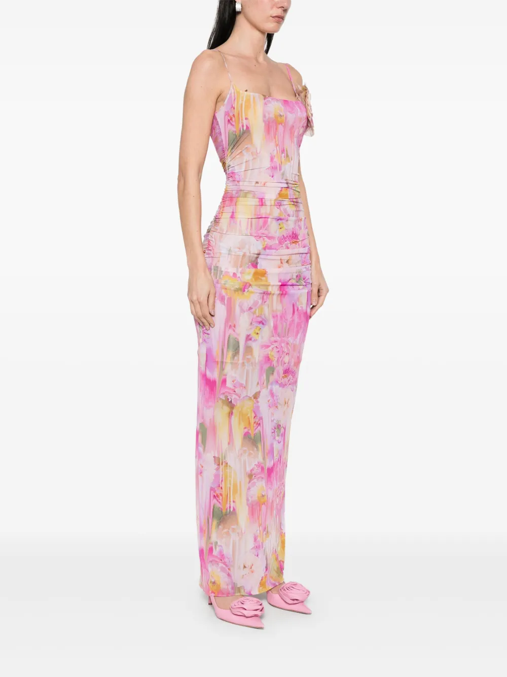 Blumarine Maxi-jurk met bloemenprint Roze